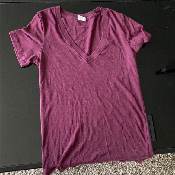 Maroon PINK V-Neck T-Shirt - Picture 1 of 3